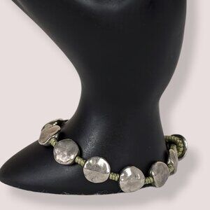 Jungle Girl Green Woven Metal Beaded Bracelet